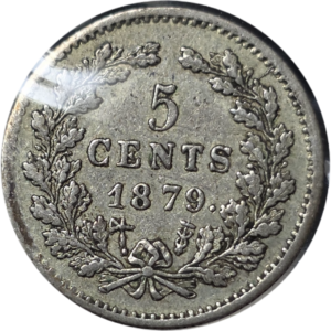 5 cent stuiver 1879 Nederland Willem 3 Zeer Fraai